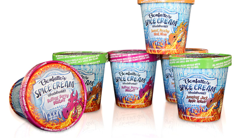 Packaging design illustration of dragons for an ice cream brand