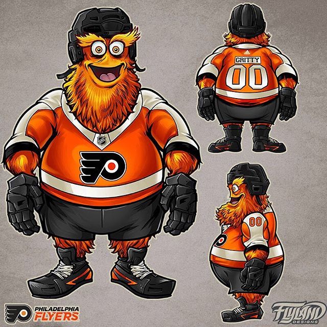 Here's the character turnaround illustration I originally created for the Flyers that was sent to the costume company, Character Translations Inc to make Gritty into a the big ball of orange fur we all love or hate! I originally submitted 25 different 20-minute rough sketches of what the mascot could be, and the Art Directors picked something very similar to what Gritty looks like today. We went through many different variations (such as adding wings, a tail, different colors, teeth, etc) before arriving at this turnaround. **I will probably do a live dawing session Friday afternoon around 2pm EST on my YouTube channel and social media if you want to join, I'd be happy to answer any questions about the process.#philadelphiaflyers @grittynhl #nhl #hockey#mascot #characterdesign #characterdesigner #conceptartist #mascotdesign #characterart