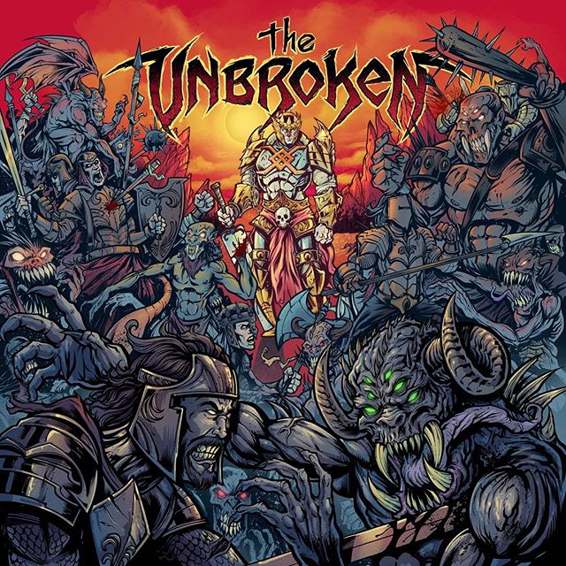 Album cover I created last year for The Unbroken - the direction was to draw a lone warrior untouched by the surrounding hordes of hellish creatures and monsters.#demonart #darkart #theunbroken #albumcover #albumart #merchdesign #musicart #albumdesign #heavymetal #rockmusic