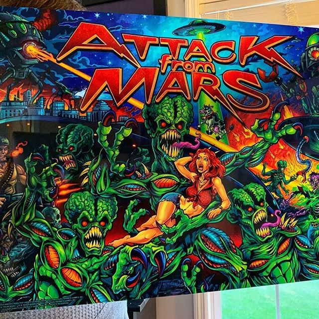 I'm ordering a new batch of these Attack From Mars pinball Translites - let me know if you'd like one! Thanks for all the support on these.#attackfrommars #williams #bally #pinballart #pinballartwork #pinballexpo #pinball #pinballmachine #playfield #backglass #alienart #scifiart