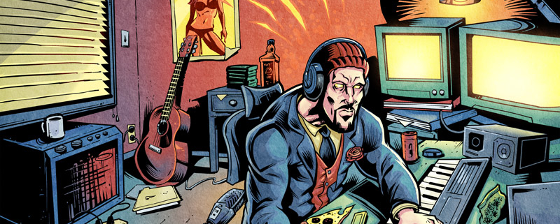 Colorful pulp comic book illustr