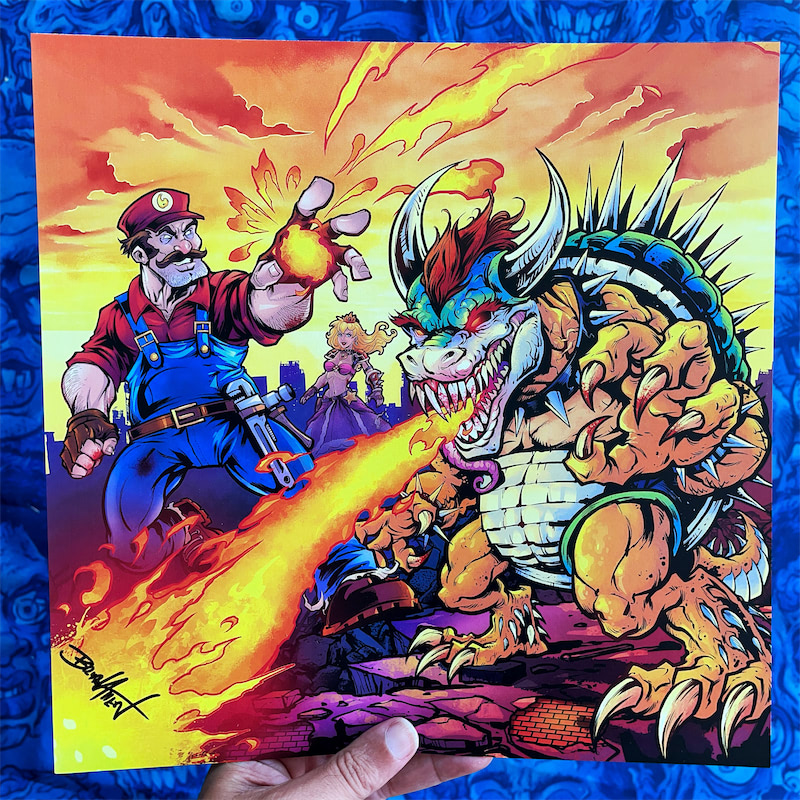 Bowser vs Mario 11x11 Art Print - Flyland Designs, Freelance Illustration  and Graphic Design by Brian Allen 