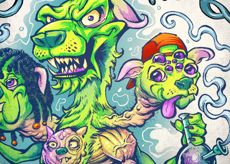 Sour patch kids illustration for Sour Diesel marijuana strain