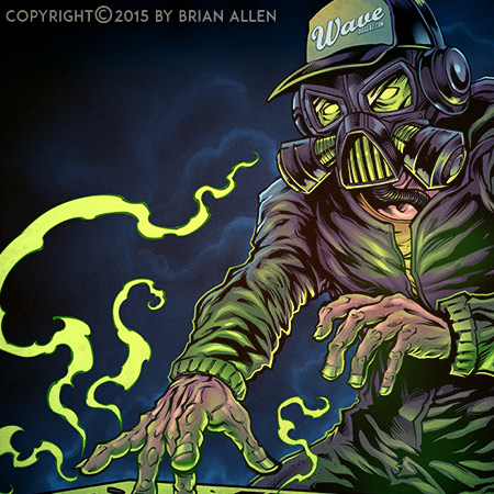DJ wearing a gas mask at a turnt