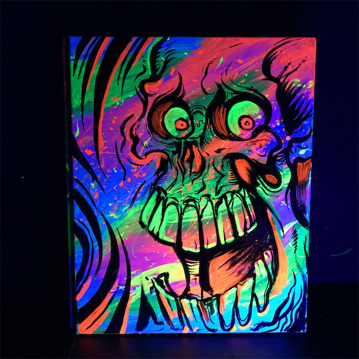 Colorful acrylic blacklight pain