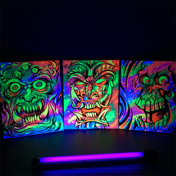 Colorful acrylic blacklight pain