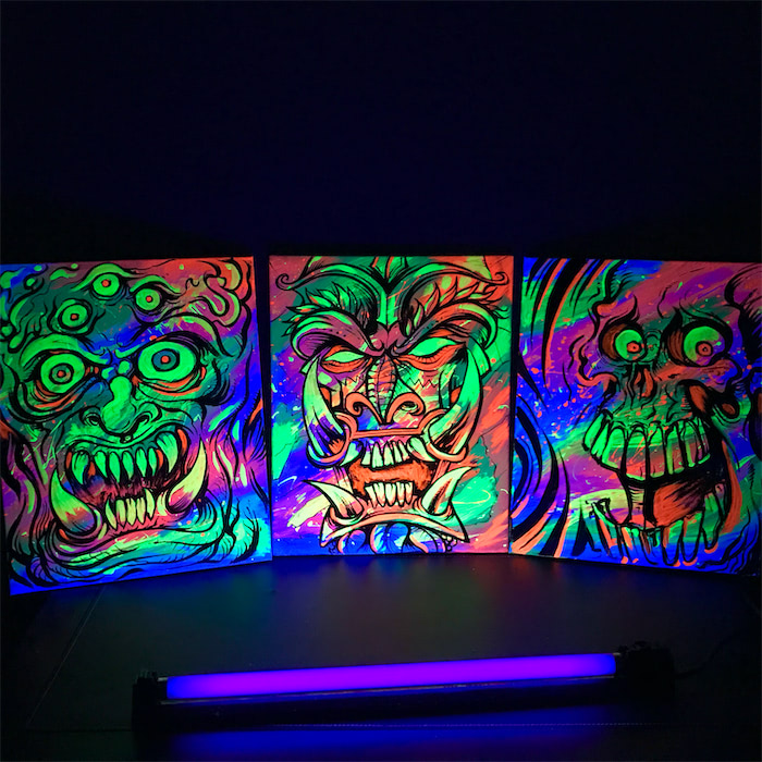Colorful acrylic blacklight pain