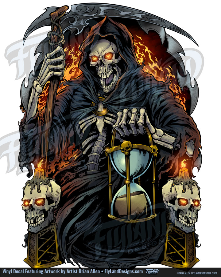 Grim Reaper with Hourglass Vinyl Decal - Flyland Designs, Freelance