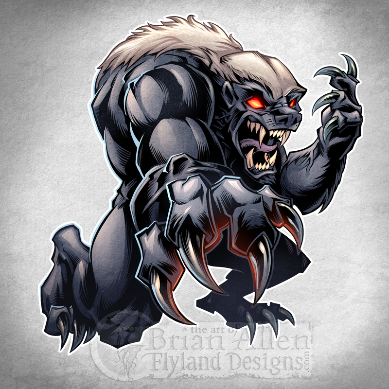 Honey Badger Wrestling Mascot - Flyland Designs, Freelance Illustration