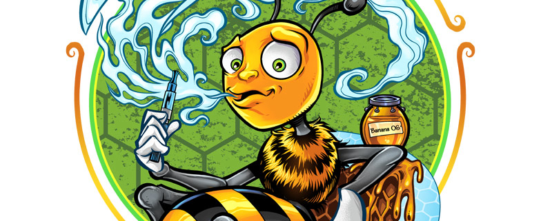 Honey bee cartoon mascot vaping