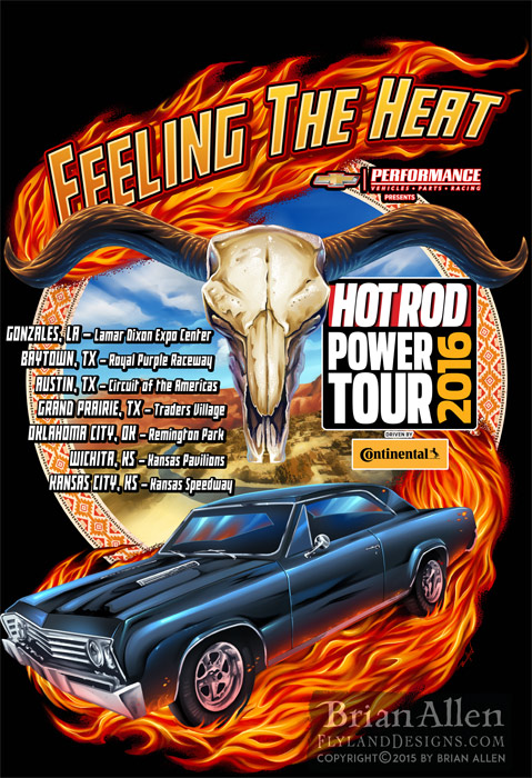 Hot rod muscle car with flames a