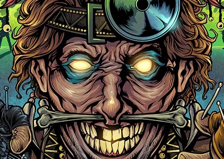 An evil witchdoctor holding vood