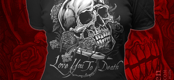 t-shirt design of a skull and da