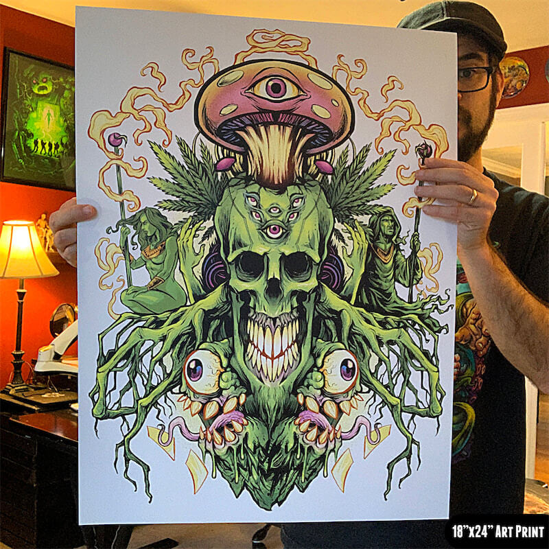 Download Marijuana Skull And Mushrooms Flyland Designs Freelance Illustration And Graphic Design By Brian Allen