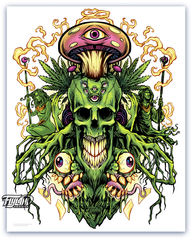 【70％OFF】 Marijuana Skull Freelance Designs, Flyland - Mushrooms and アート・デザイン・音楽