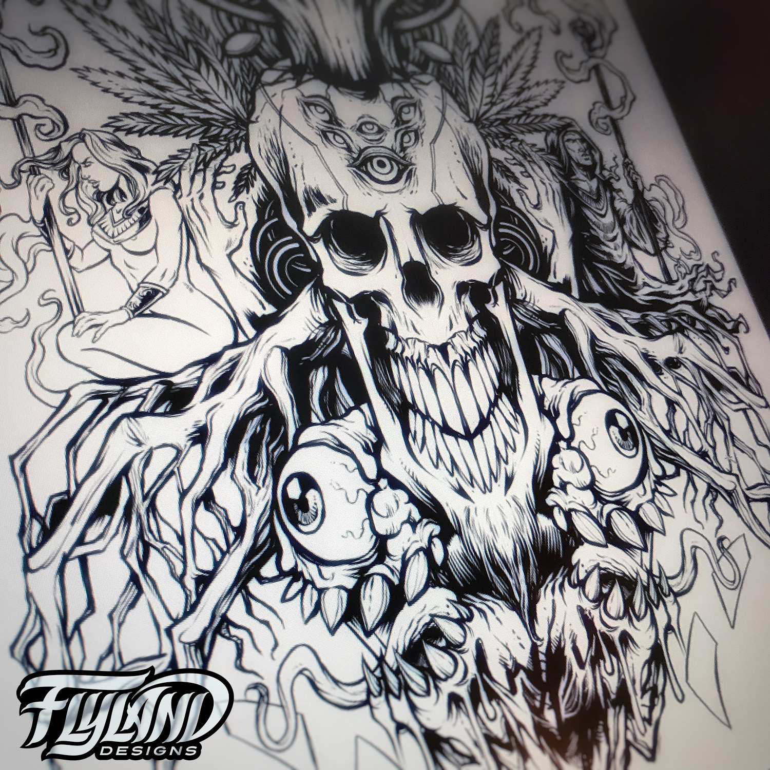 Download Marijuana Skull And Mushrooms Flyland Designs Freelance Illustration And Graphic Design By Brian Allen