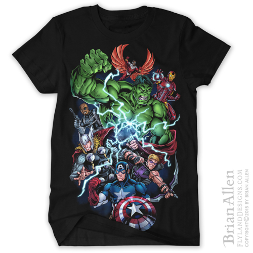 Marvel Superheroes Group Shot T-Shirt - Flyland Designs, Freelance ...
