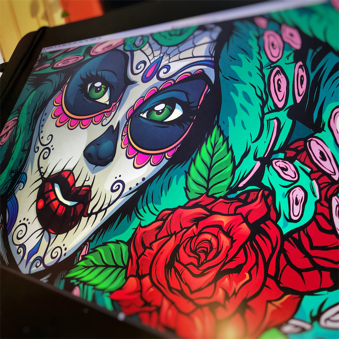 Medusa with a sugar skull face a