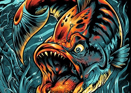 T-shirt design of evil looking f