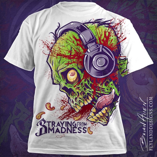 Zombie with headphones T-Shirt Illustration - Flyland Designs ...