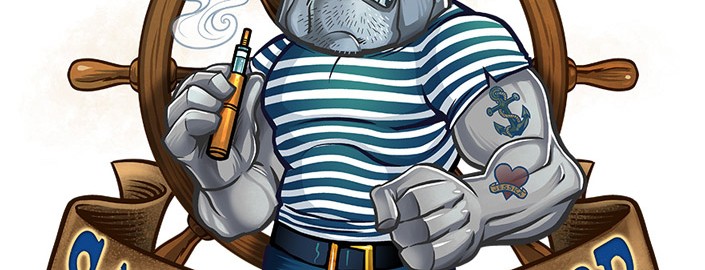 Logo design of a sailor bulldog using a vaping device