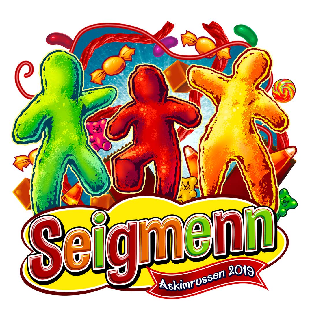 3 candy people standing in front