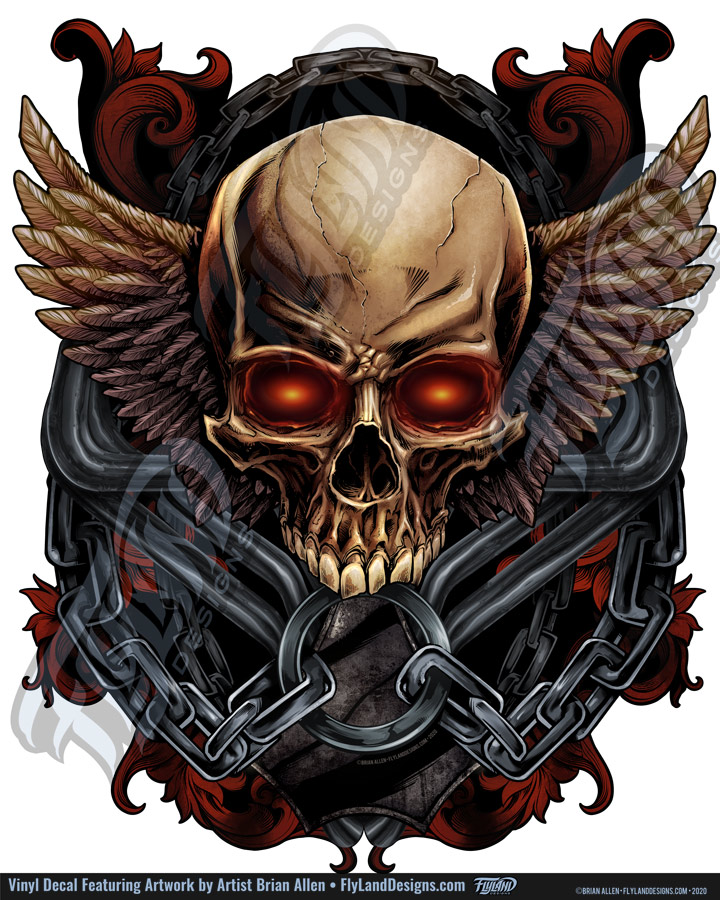 Skull Trio with Wings Custom Made to Order Vinyl Sticker / Decal 1081