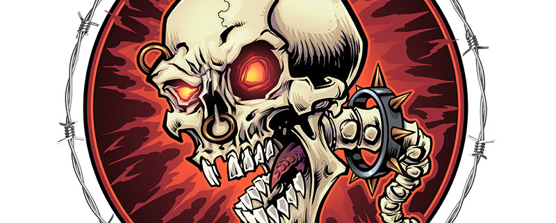 Evil Skull with glowing red eyes