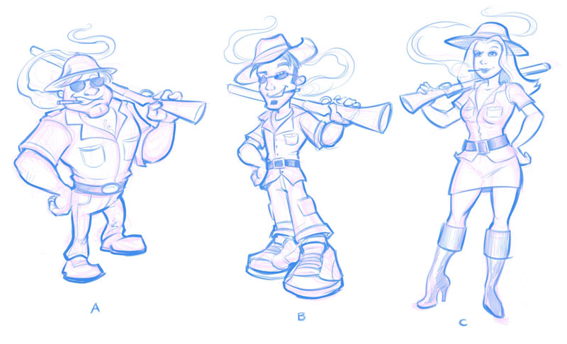 Vapor Safari character concept sketches