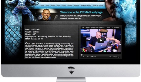 Website graphic design for Chuck Liddell, The Iceman