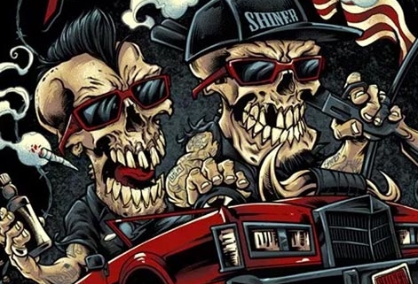 Album cover illustration of a sk