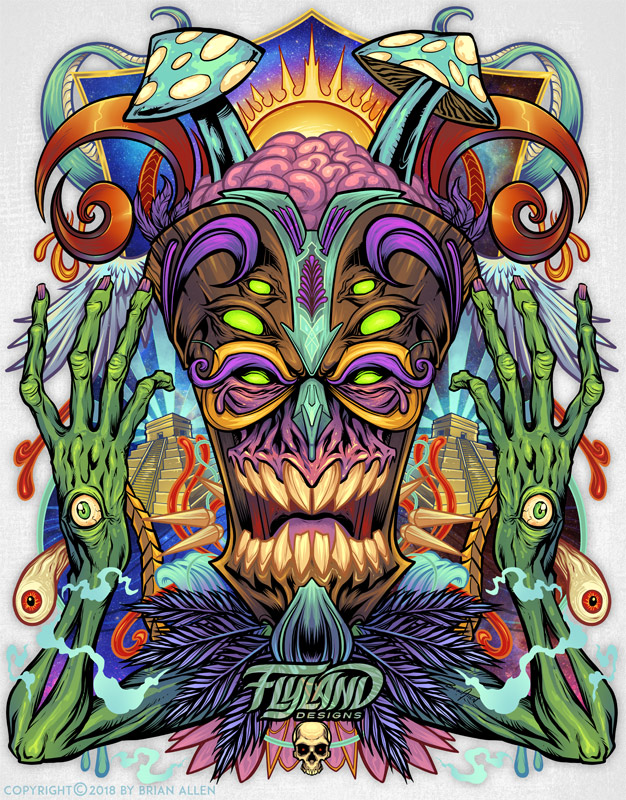 psychedelic tiki creature flyland