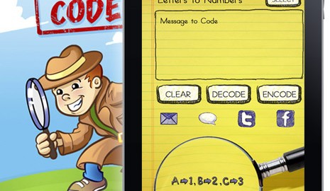 iPad app graphic design for children's game, Secret Coder