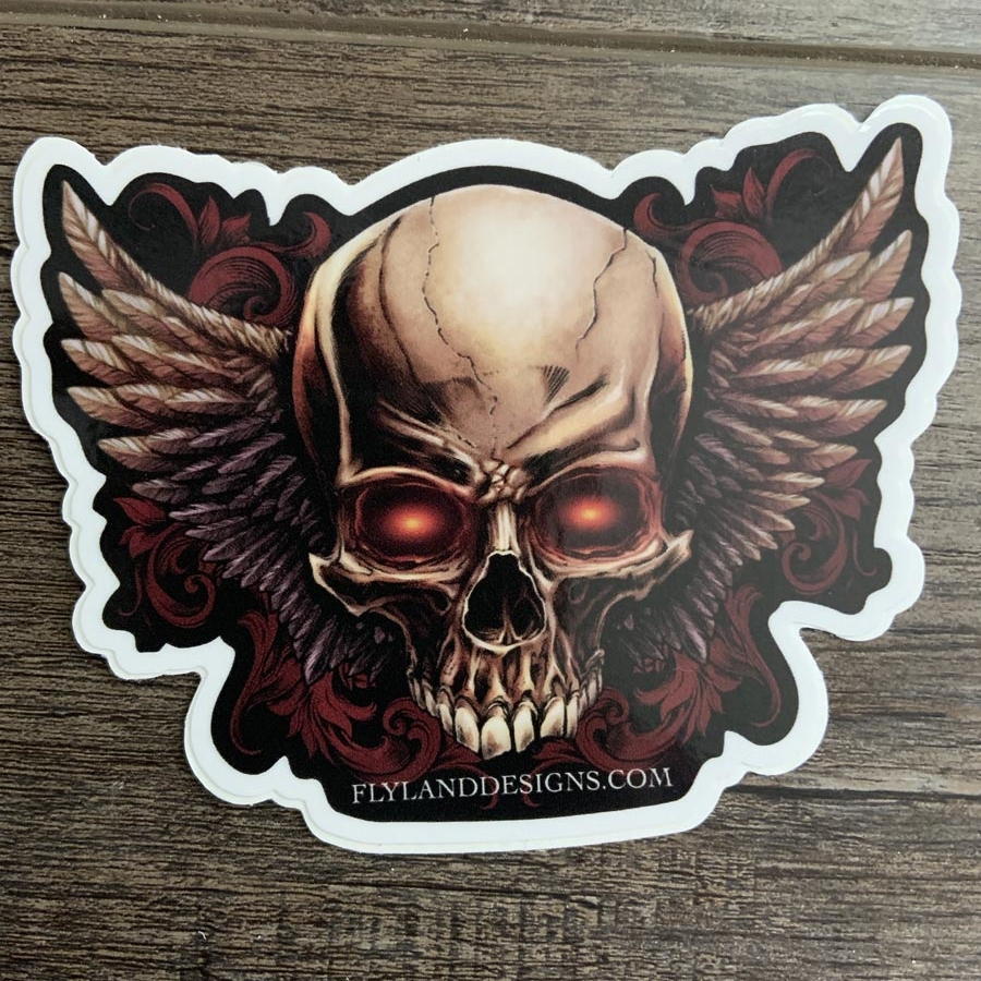 Skull Trio with Wings Custom Made to Order Vinyl Sticker / Decal 1081